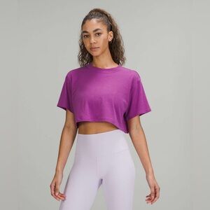Lululemon NWT Size 8 All Yours Cropped T-Shirt Vivid Plum